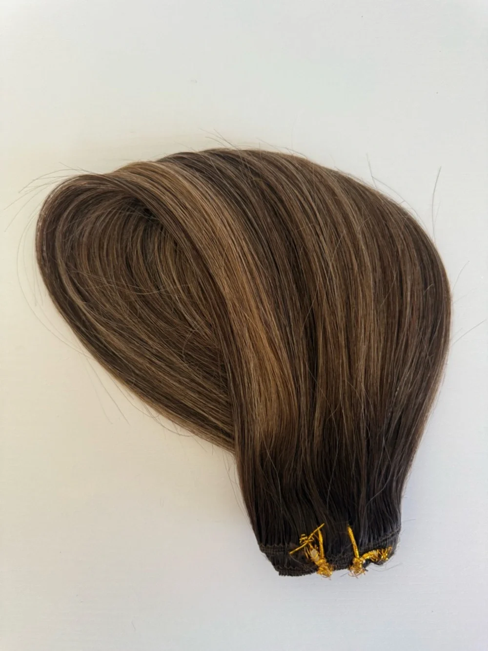 16” Balayage-style 100% human hair extensions—dark brown to medium brown 5 PCs